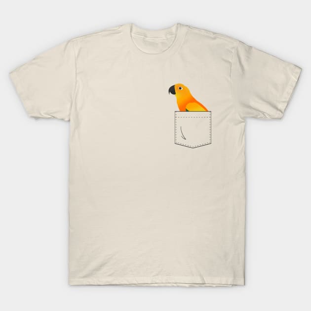 Sun Conure Parrot In Your Front Pocket T-Shirt by Einstein Parrot